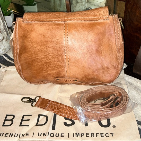 NWT Bed Stu Leather Eastend Fringe Crossbody Bag Tan Dip Dyed Retail $165 - Picture 2 of 13